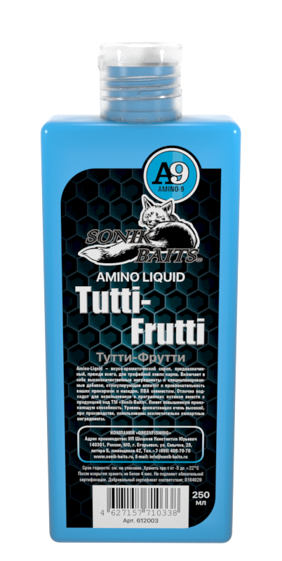 Ликвид Sonik Baits Amino-9 Tutti-Frutti (Тутти-Фрутти), 250мл